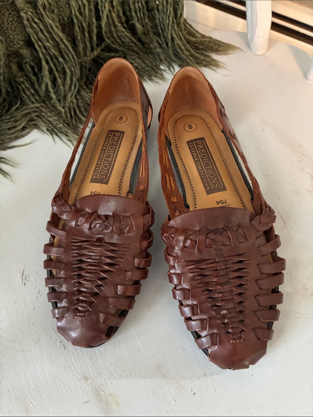 Cute and comfy brown leather slip-on shoes